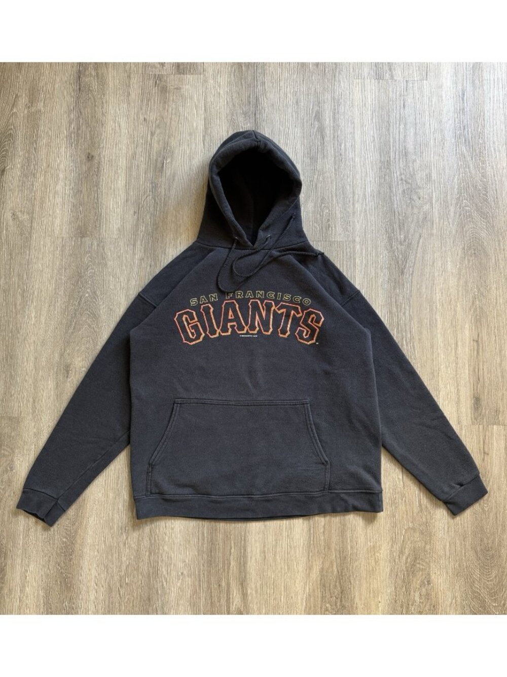 Rare Vintage Y2K MLB San Francisco Giants Sun Fade Black Hoodie Baseball Medium